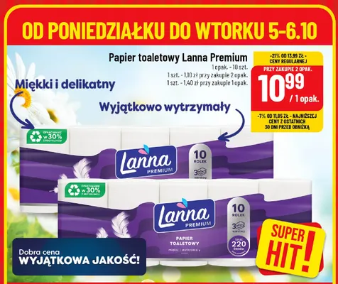 Papier toaletowy Lanna Premium 10-pak promocja w POLOmarket