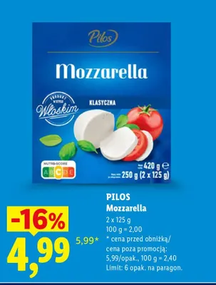 Ser mozzarella Pilos 2-pak promocja w Lidl