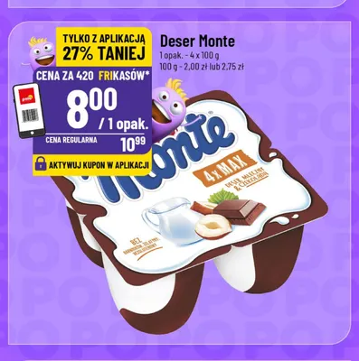 Deser Monte 4-pak 100 g promocja w POLOmarket