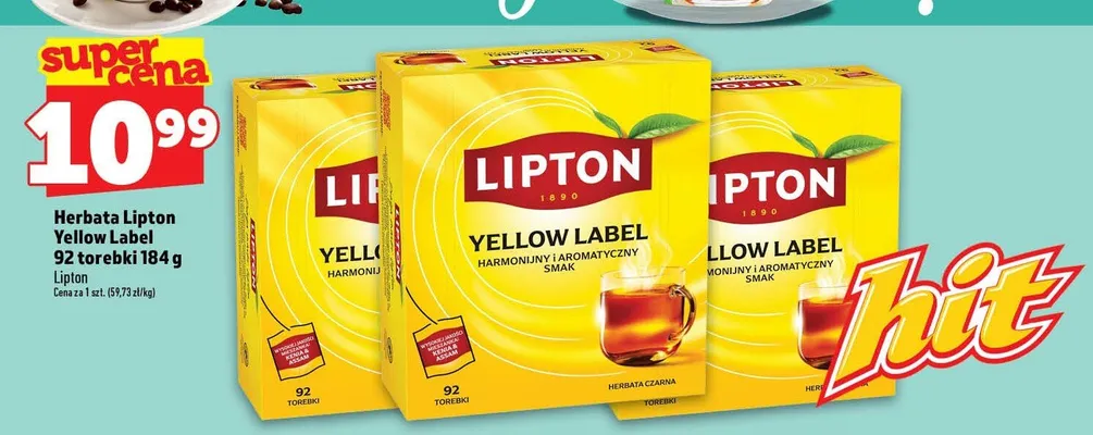 Herbata czarna Lipton Yellow Label promocja w TOPAZ