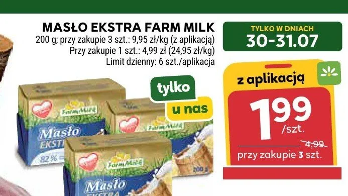 Masło ekstra Farm Milk promocja w Stokrotka