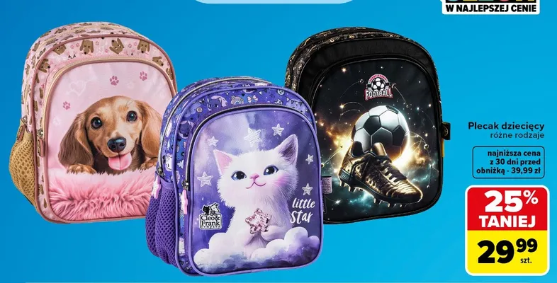 Plecak dziecięcy Cleo & Frank promocja w Carrefour