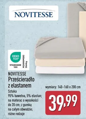 Prześcieradło z elastanem Novitesse promocja w Aldi