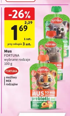 Mus Fortuna brzoskwinia jabłko marchew promocja w Intermarche