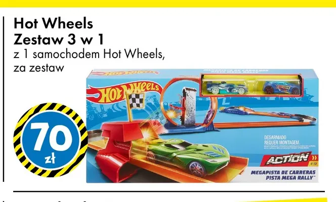 Zestaw 3 w 1 z 1 samochodem Hot Wheels promocja w Tedi