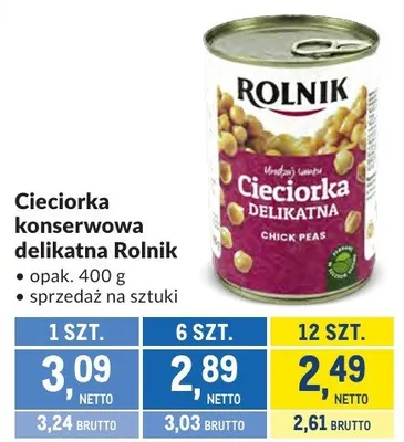 Cieciorka konserwowa delikatna Rolnik promocja w Makro