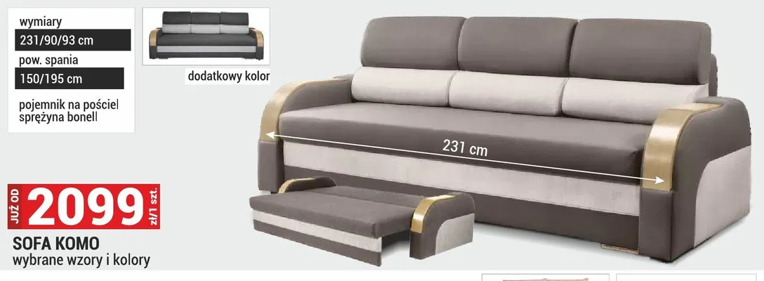 Sofa Komo promocja w Merkury Market