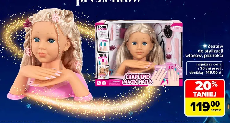 Zestaw do stylizacji włosów, paznokci Charlene Magic Nails Bayer promocja w Carrefour Market