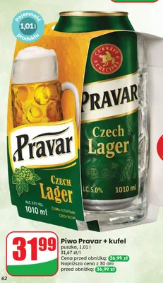 Zestaw piwo Pravar + kufel promocja w Dino