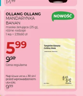 Maska żelująca Ollang Ollang Mandarynka Banan promocja w Drogerie Jawa