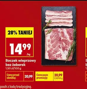 Boczek wieprzowy bez żeberek promocja w Biedronka