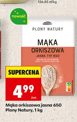 Mąka orkiszowa jasna 650 Plony Natury promocja w Biedronka
