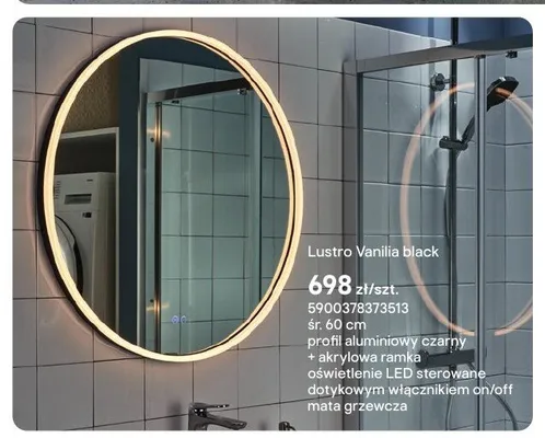 Lustro łazienkowe GoodHome Vanilia black promocja w Castorama