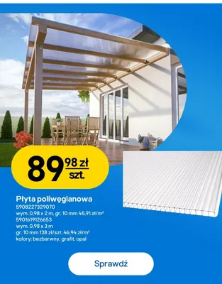 Płyta poliwęglanowa 0,98x3 m gr. 10 mm promocja w Castorama