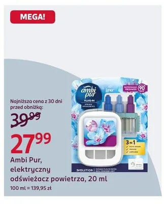 Elektryczny odświeżacz powietrza Ambi Pur 3in1 promocja w Rossmann