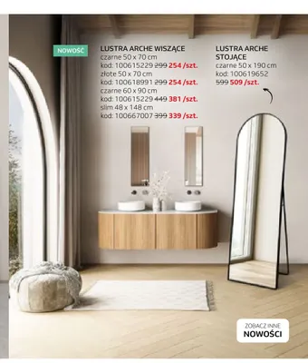 Lustro stojące Arche czarne 50x190 cm promocja w Komfort
