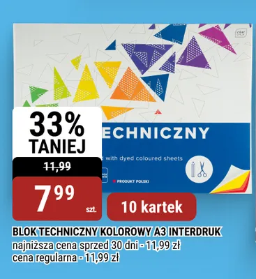 Blok techniczny kolorowy A3 Interdruk promocja w bi1