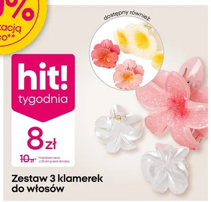 Zestaw 3 klamerek do włosów promocja w Pepco