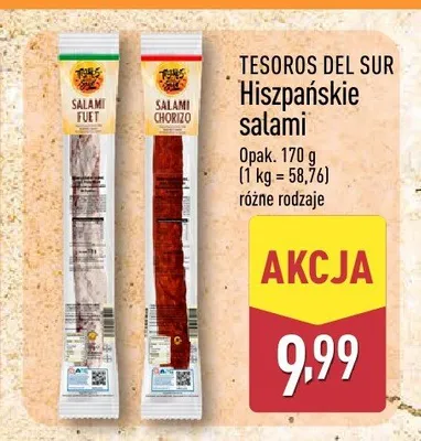 Hiszpańskie salami Chorizo Tesoros del Sur promocja w Aldi