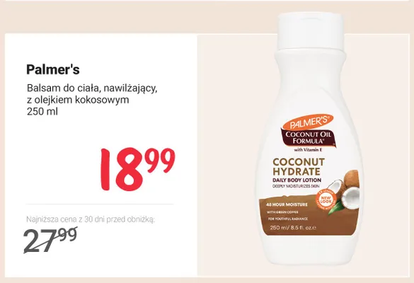 Balsam do ciała nawilżający Palmer's z olejkiem kokosowym promocja w Rossmann