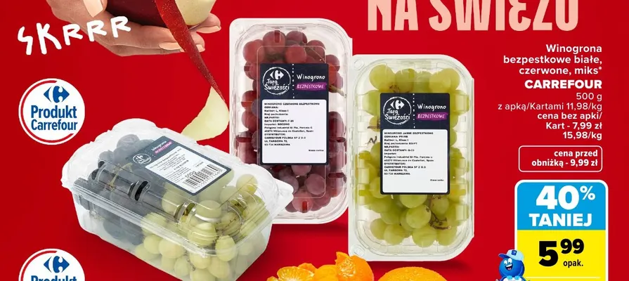 Winogrona bezpestkowe białe Carrefour promocja w Carrefour