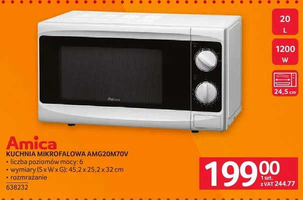 Kuchnia mikrofalowa Amica AMG20M70V promocja w Selgros