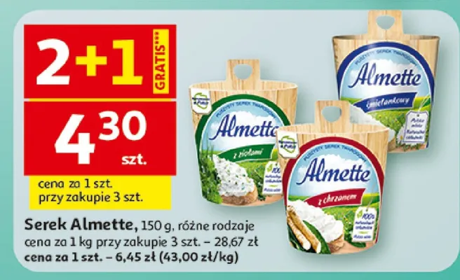 Serek Almette, różne rodzaje promocja w Auchan