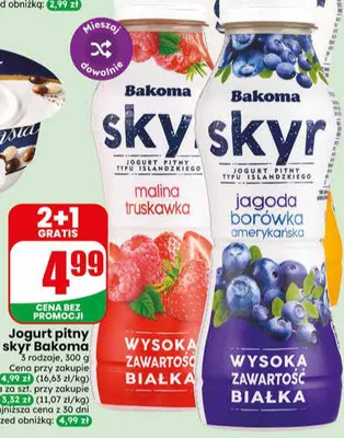 Jogurt pitny skyr Bakoma promocja w Dino