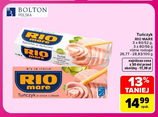 Tuńczyk w sosie własnym Rio Mare 3-pak promocja w Carrefour