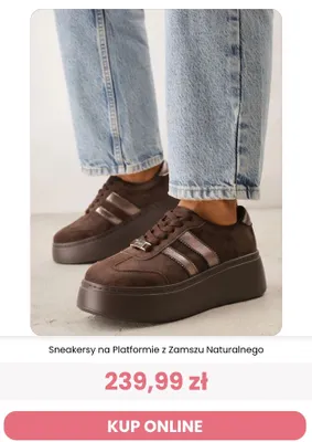 Sneakersy na platformie z zamszu naturalnego Renee promocja w Renee