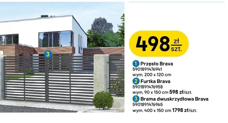 Brama dwuskrzydłowa POLBRAM Brava ocynkowana malowana proszkowo kolor antracytowy 400x150cm promocja w Castorama