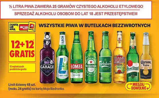 Piwo w butelkach bezzwrotnych promocja w Biedronka