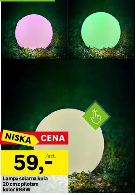 Lampa solarna kula 20cm z pilotem kolor RGBW promocja w Leroy Merlin