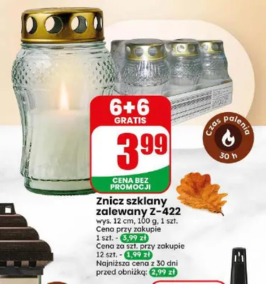 Znicz szklany zalewany Z-422 promocja w Dino