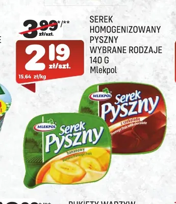 Serek homogenizowany Pyszny Mlekpol promocja w Społem Praga
