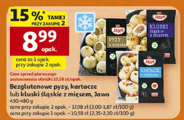 Pyzy, kartacze lub kluski śląskie z mięsem bezglutenowe, Jawo promocja w Auchan