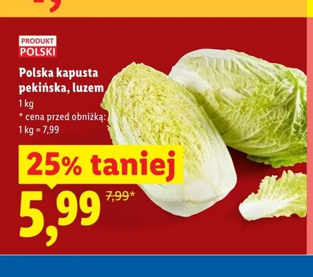 Kapusta pekińska polska luzem promocja w Lidl
