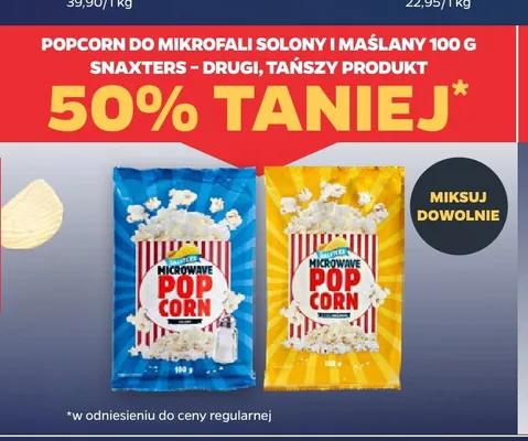 Popcorn do mikrofali solony Snaxters promocja w Netto
