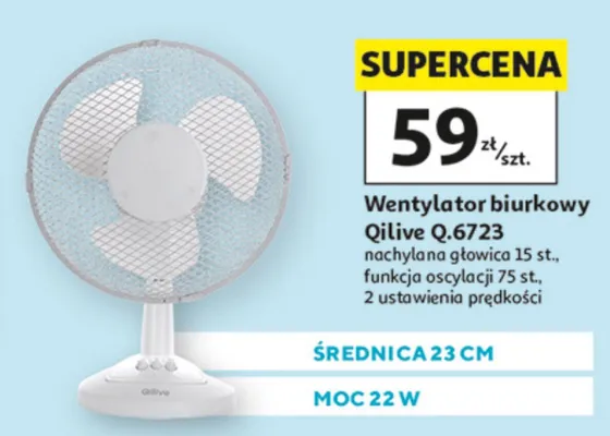 Wentylator biurkowy Qilive Q.6723 promocja w Auchan