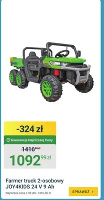 Farmer truck 2-osobowy JOY4KIDS 24V 9Ah promocja w ERLI