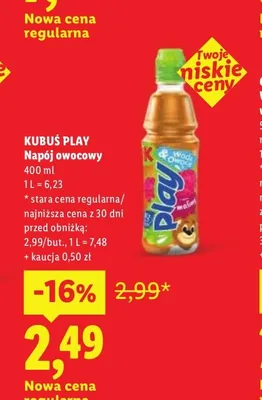 Napój owocowy Kubuś Play promocja w Lidl