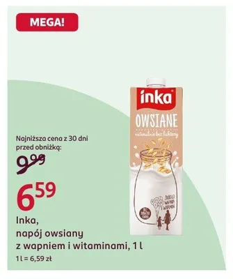 Napój owsiany z wapniem i witaminami Inka promocja w Rossmann