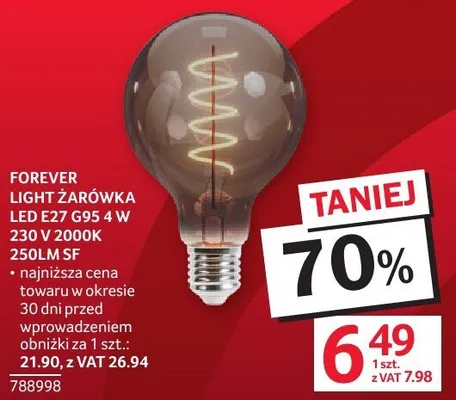 Żarówka LED E27 G95 4W 230V 2000K 250LM SF promocja w Selgros
