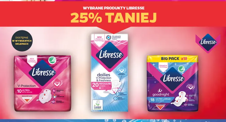 Wkładki higieniczne Libresse Dailies V-Protection & Freshness Regular promocja w Netto