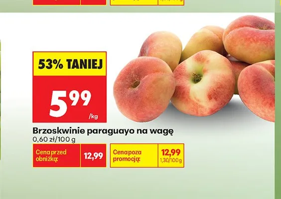 Brzoskwinie paraguayo na wagę promocja w Biedronka