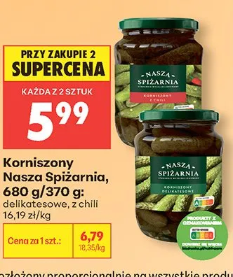 Korniszony Nasza Spiżarnia z chili 680g promocja w Biedronka