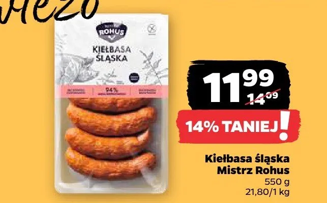 Kiełbasa śląska Mistrz Rohus promocja w Netto
