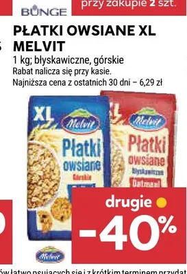 Płatki owsiane błyskawiczne XL Melvit promocja w Stokrotka