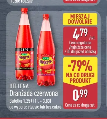 Oranżada czerwona bez cukru Hellena promocja w Aldi