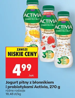 Jogurt pitny z błonnikiem i probiotykami Activia ananas promocja w Biedronka